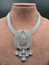 Aarohi Silver Cascade Necklace Set